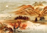 唐诗自夏口至鹦鹉洲夕望岳阳寄源中丞配图